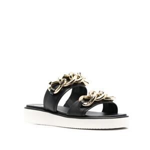 Michael Kors Scarlett Chain-Link Leather Slide Sandal Size 8.5M Women's Shoes